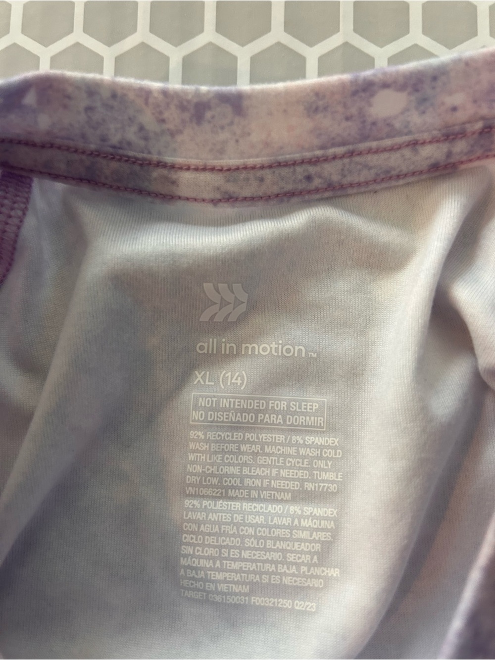 all in motion Girls Lavender Speckle Active Pajama Set. Size XL (14) - Picture 6 of 7